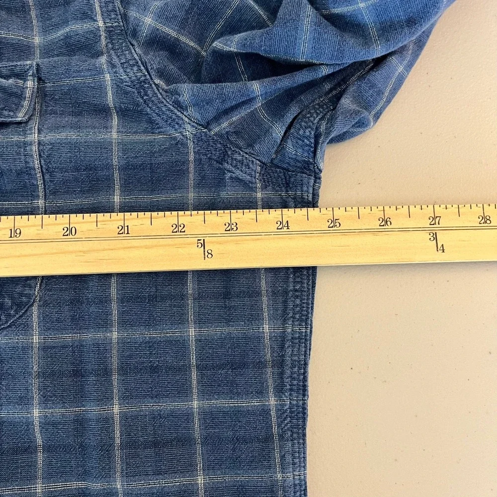 Levis Mens Blue Windowpane Plaid Button Down Shirt Standard Fit XL